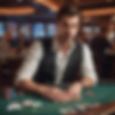 An ambitious player analyzing card strategies at a blackjack table