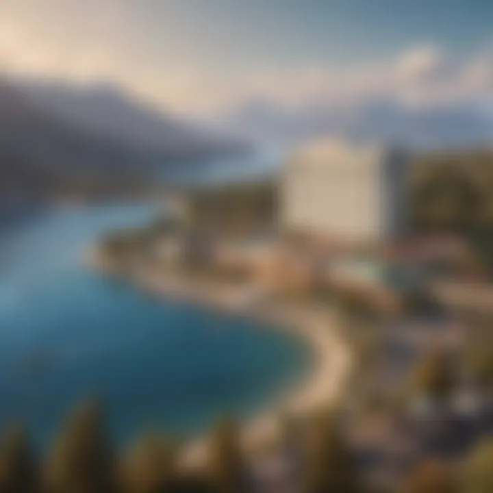 Stunning view of Caesars Casino against the backdrop of Lake Tahoe