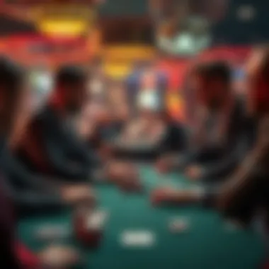 An animated representation of poker players discussing strategies