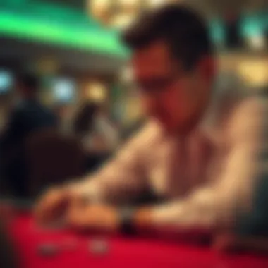 A strategic depiction of a player analyzing poker offers