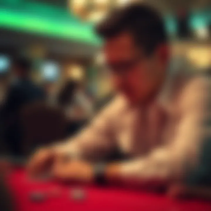 A strategic depiction of a player analyzing poker offers