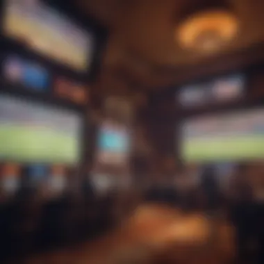 Mohegan Sun sports betting area with screens displaying various sports events