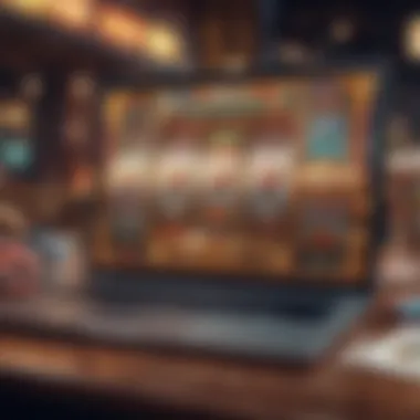 A sleek laptop displaying an engaging online slot game in action.