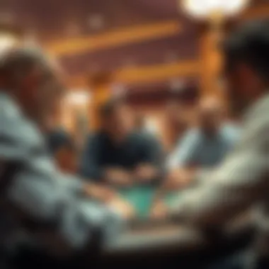 Players engaged in strategy discussions during a poker tournament