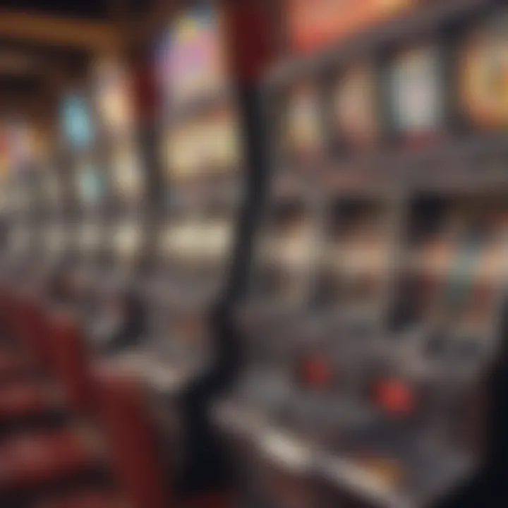 A vibrant display of classic and modern slot machines in a casino setting