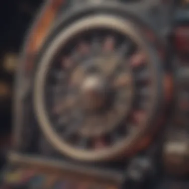 A close-up view of a slot machine reel spinning, highlighting the mechanics of gameplay