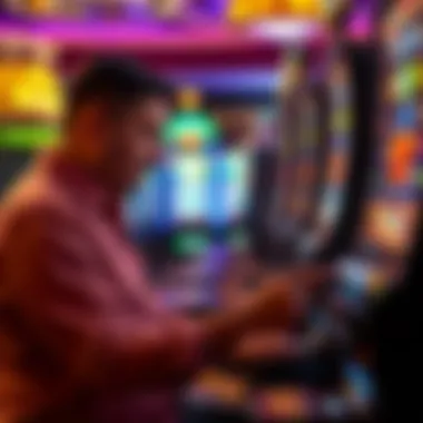 A player carefully analyzing slot machine statistics