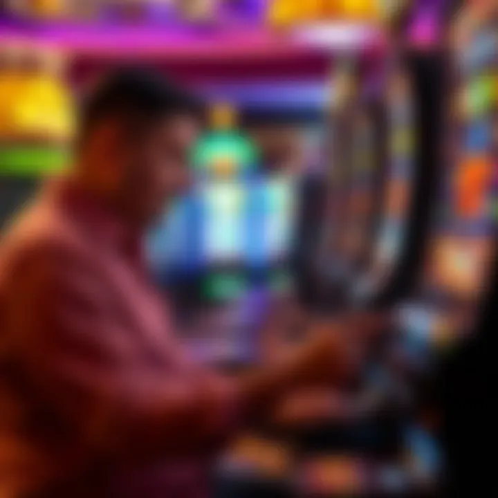 A player carefully analyzing slot machine statistics