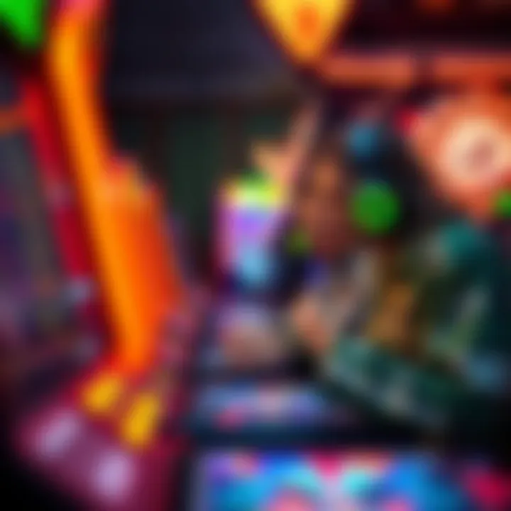 Vibrant depiction of skill-based games with competitive elements