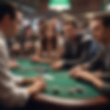 A depiction of players engaged in a thoughtful poker game setting