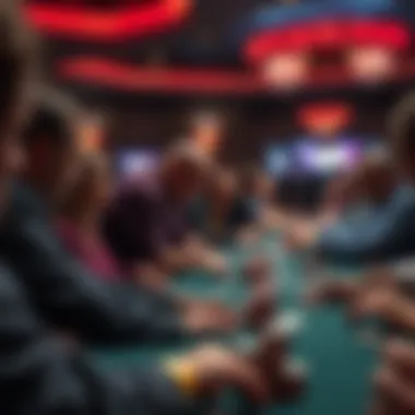 A vibrant poker tournament scene with spectators