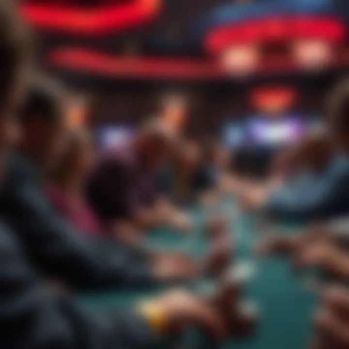 A vibrant poker tournament scene with spectators