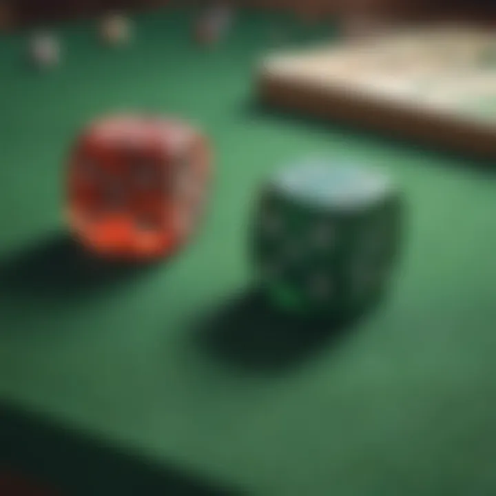 A close-up of a pair of dice resting on a green felt table, symbolizing chance and strategy.