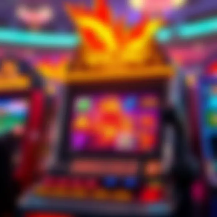 A captivating volcano slot machine with vibrant graphics