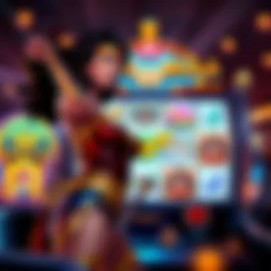 Artistic representation of bonus features available in the Wonder Woman slot machine.